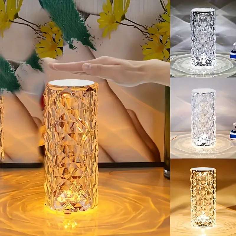 Crystal Lamp, 16-color Changing RGB Night Light, Touch Lamp, LED Rose Table Lamps, For Bedroom And Living Room, PartyAnd Dinner Decor, Creative Lights Images