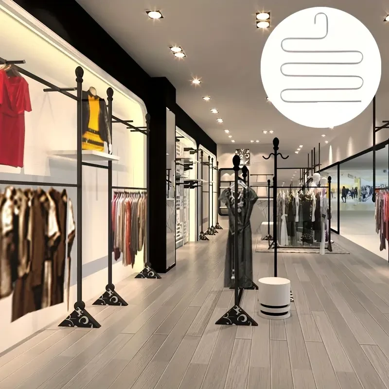 1/pcs Multi Layer Pants Holder, Multifunctional S-shaped Clothes Holder For Shop Wardrobe Storage, Hotel Bathroom Towel Organizer Rack, Anti Slip Storage, Sorting And Drying Device Images