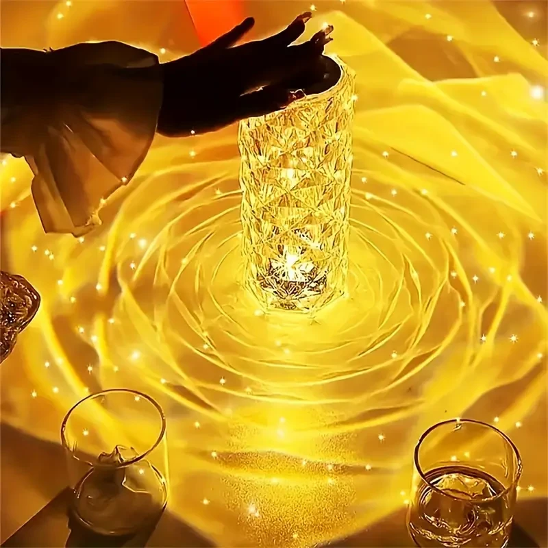 Crystal Lamp, 16-color Changing RGB Night Light, Touch Lamp, LED Rose Table Lamps, For Bedroom And Living Room, PartyAnd Dinner Decor, Creative Lights Images